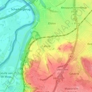 Catsop地形图、海拔、地势