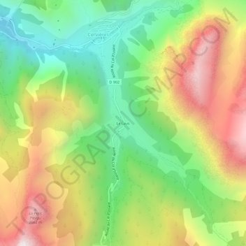 Le Laus地形图、海拔、地势