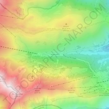 Espiaube地形图、海拔、地势