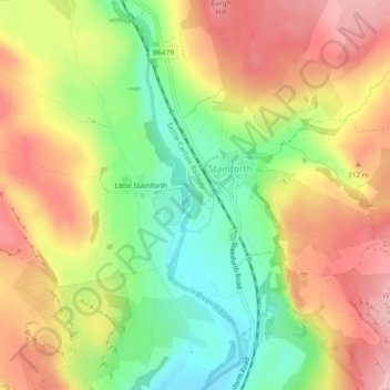 Stainforth Force地形图、海拔、地势