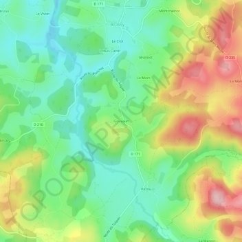 Gouvault地形图、海拔、地势