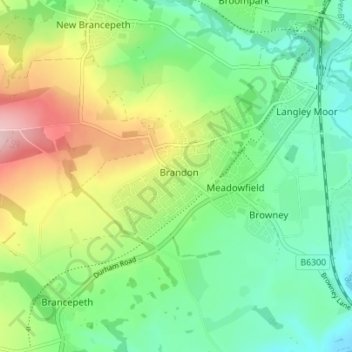 Brandon地形图、海拔、地势