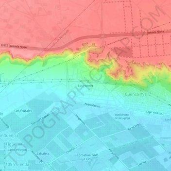 Los Hornos地形图、海拔、地势