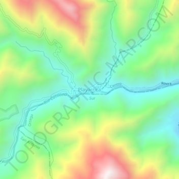 Playarrica地形图、海拔、地势