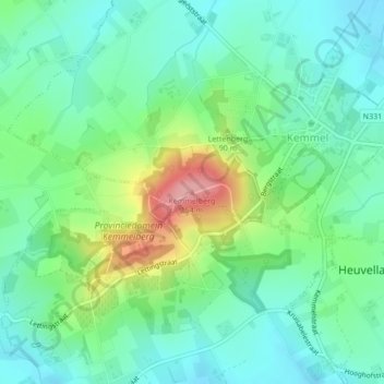 Kemmelberg地形图、海拔、地势