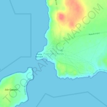 Punta de Choros地形图、海拔、地势