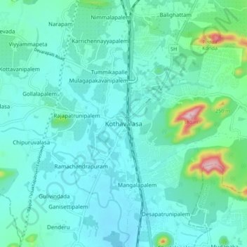 Kothavalasa地形图、海拔、地势