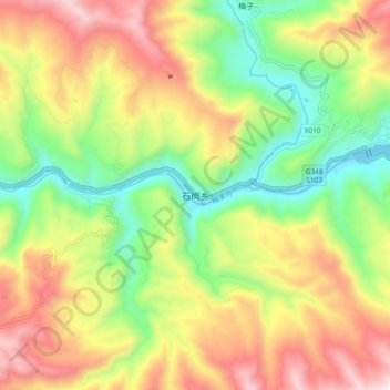 石岗乡地形图、海拔、地势