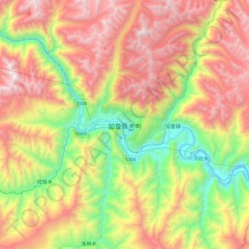 加查县地形图、海拔、地势