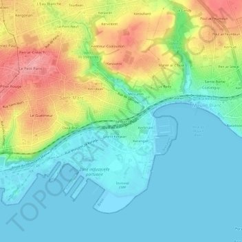 Pouloupry地形图、海拔、地势