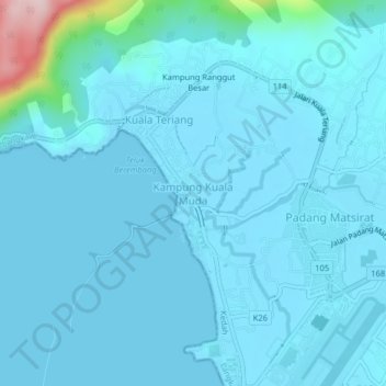 Kampung Kuala Muda地形图、海拔、地势