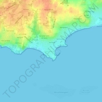 Saint-Jacques地形图、海拔、地势