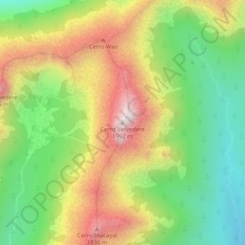 Cerro Belvedere地形图、海拔、地势