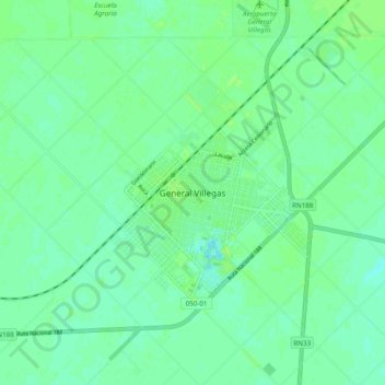 General Villegas地形图、海拔、地势