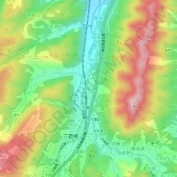 雙草湖地形图、海拔、地势
