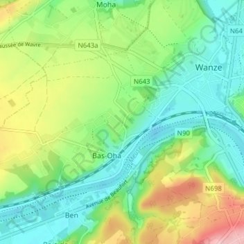Oha地形图、海拔、地势