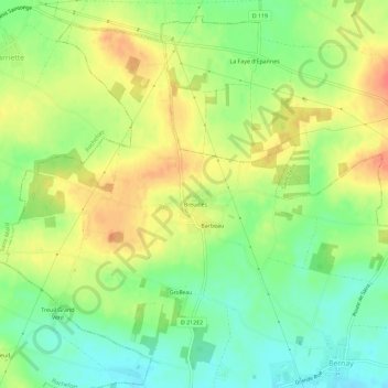 Breuilles地形图、海拔、地势