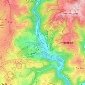 Kohlfurth地形图、海拔、地势