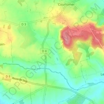 L'Osier地形图、海拔、地势