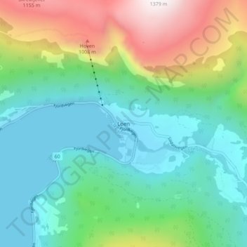Loen地形图、海拔、地势
