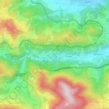 Aue地形图、海拔、地势