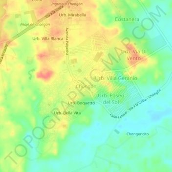 Chongón地形图、海拔、地势