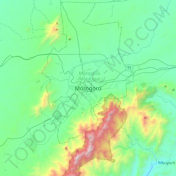 Morogoro地形图、海拔、地势