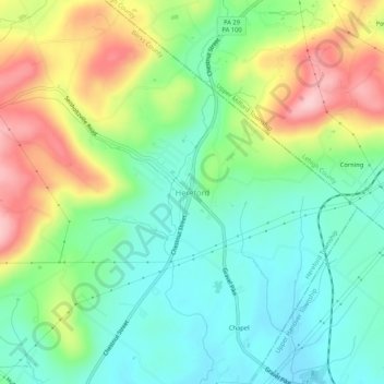 Hereford地形图、海拔、地势