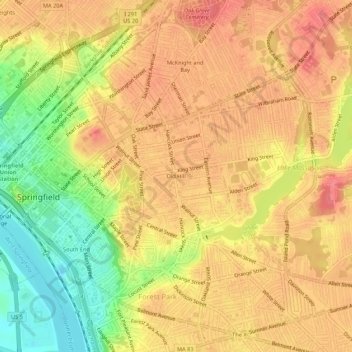 Old Hill地形图、海拔、地势
