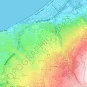 Plateau Caillou地形图、海拔、地势