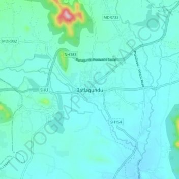 Batlagundu地形图、海拔、地势