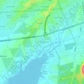 La Primavera地形图、海拔、地势