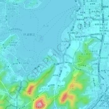 汪庄地形图、海拔、地势
