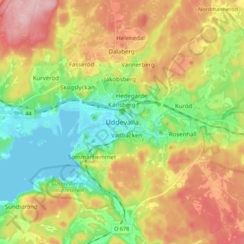 Uddevalla地形图、海拔、地势