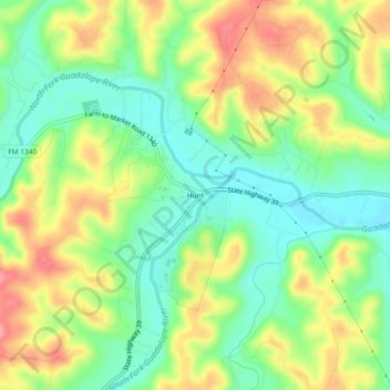 Hunt地形图、海拔、地势