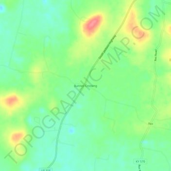 Bunnell Crossing地形图、海拔、地势