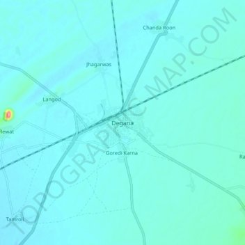 Degana地形图、海拔、地势