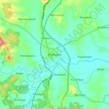 Khanapur地形图、海拔、地势