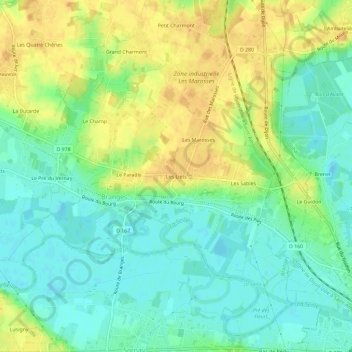 Les Liets地形图、海拔、地势