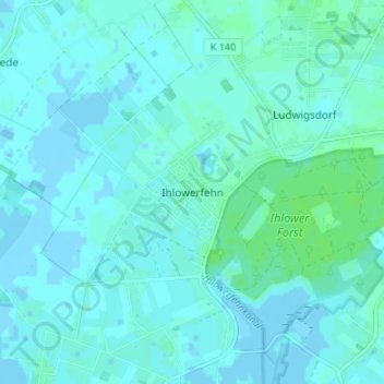 Ihlowerfehn地形图、海拔、地势