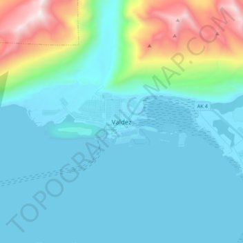 Valdez地形图、海拔、地势