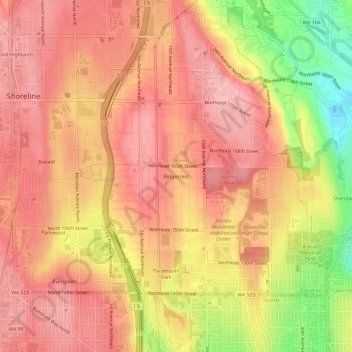 Ridgecrest地形图、海拔、地势