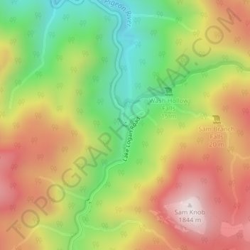 Sunburst Falls地形图、海拔、地势