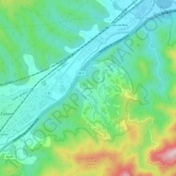 Vilardell地形图、海拔、地势