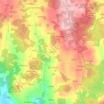 O Fachal地形图、海拔、地势