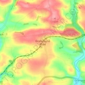 Grampound Road地形图、海拔、地势