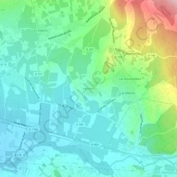 Les Gros地形图、海拔、地势