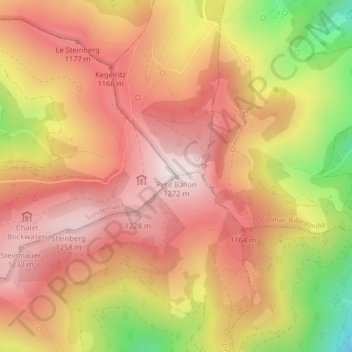 Petit Ballon地形图、海拔、地势