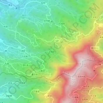 大湖頭地形图、海拔、地势