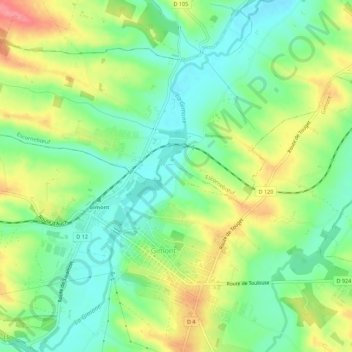 A l'Hermitage地形图、海拔、地势